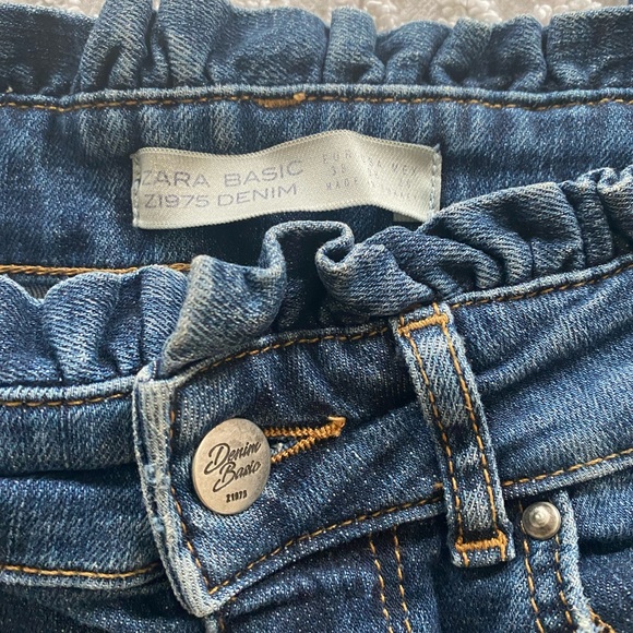 Zara High Waist Disco Jeans Ruffled 2 4 38 Skinny - Picture 4 of 6